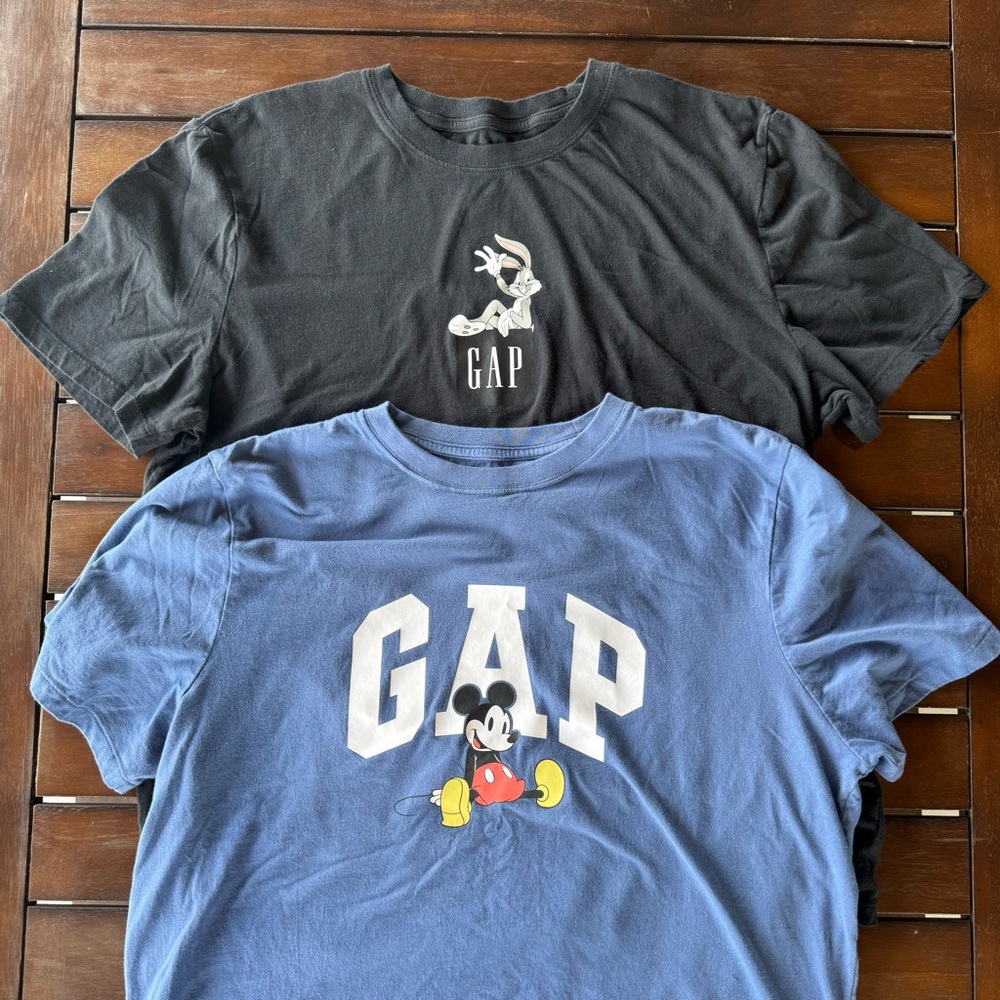 Two GAP Logo Character Graphic T-Shirts, size XL